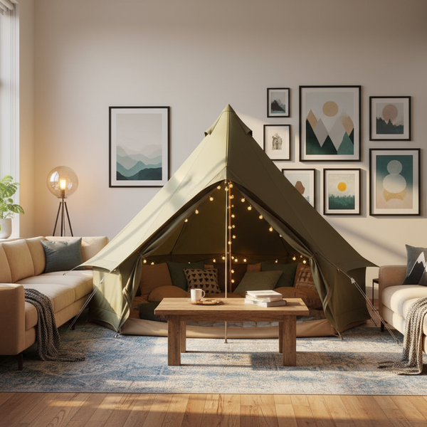 tenda montata in salone